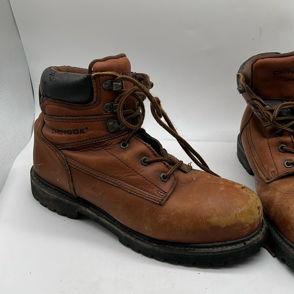 Chinook Mens Contractor  Work Boots Brown Safety Steel Toe Leather  size 10.5